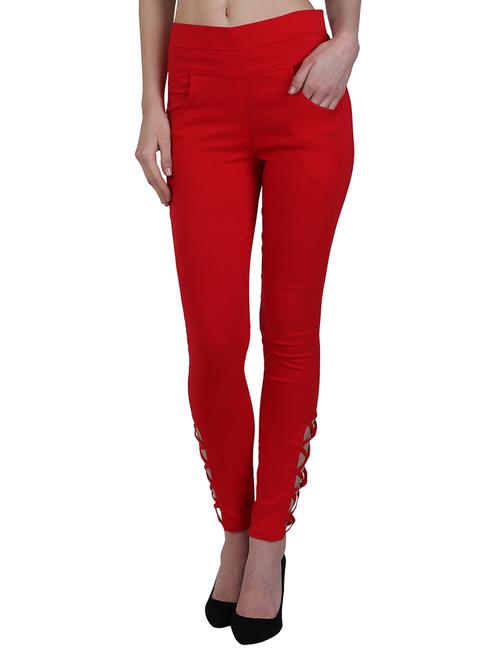 red cotton jeggings - 14965768 - Standard Image - 1