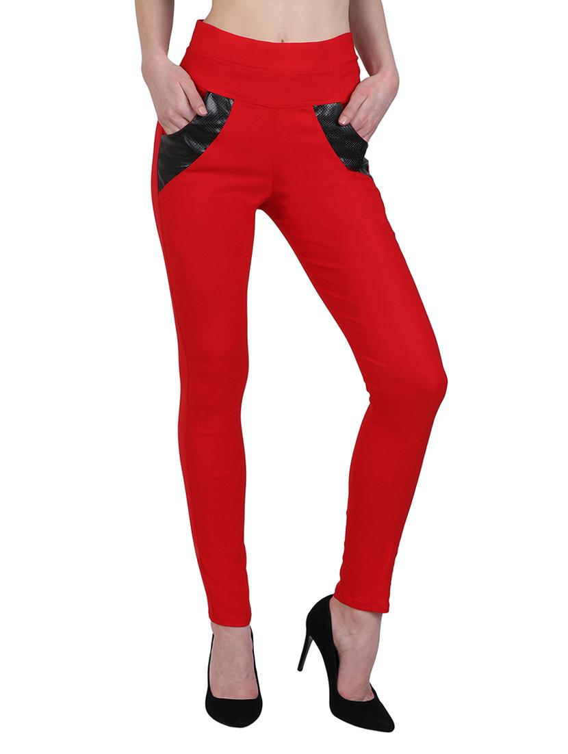 red cotton jeggings - 14965770 - Zoom Image - 1