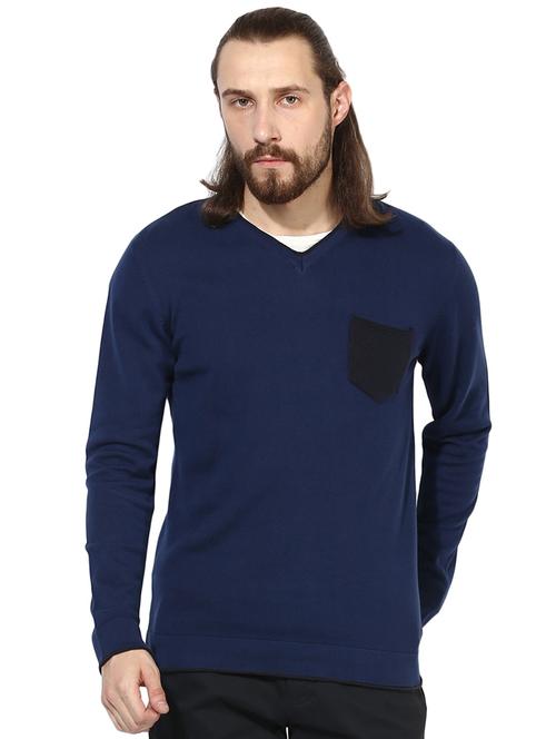 navy blue cotton pullover - 14966196 - Standard Image - 1