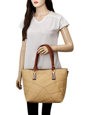 beige leatherette handbag - 14966341 - Standard Image - 6