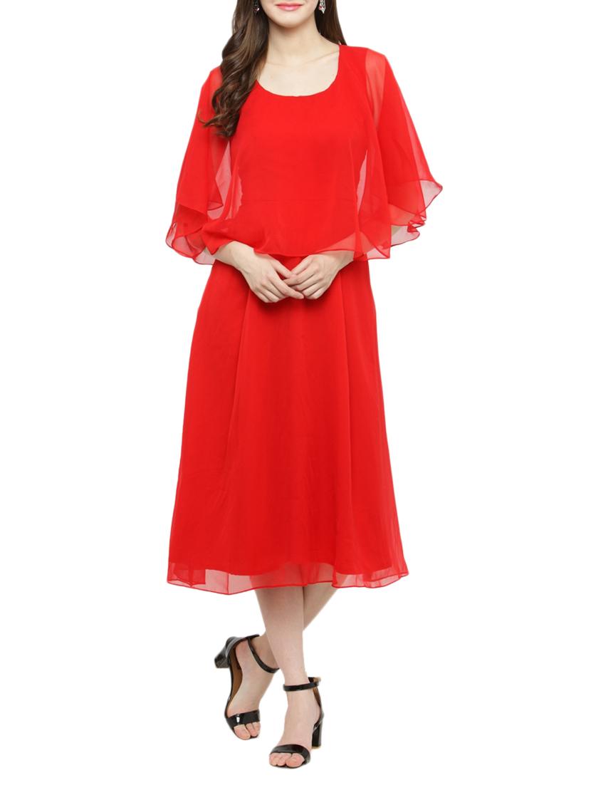 cape sleeved flared dress - 14966353 - Zoom Image - 1