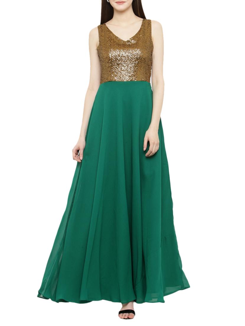 green georgette gown dress - 14966383 - Zoom Image - 1