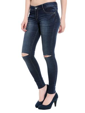 dark blue denim knee slit jeans - 14966636 - Standard Image - 2