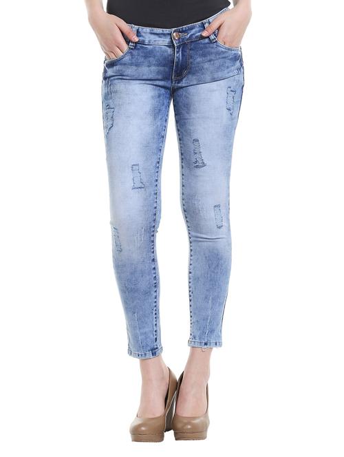 blue denim distressed jeans - 14966645 - Very Small Image - 1