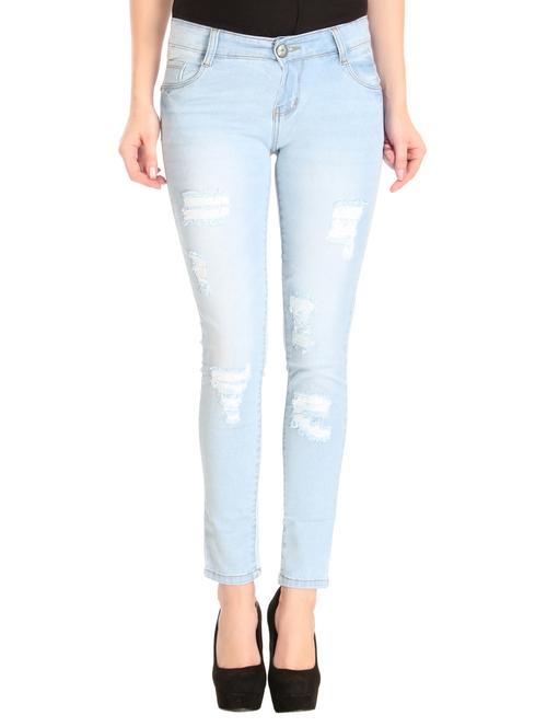 distressed low rise jeans - 14966660 - Standard Image - 1