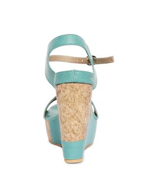 green ankle strap wedge - 14966878 - Standard Image - 3
