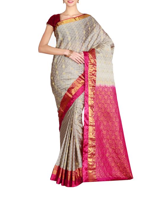 the chennai silks grey kanjivaram saree with blouse - 14967061 - Very Small Image - 1
