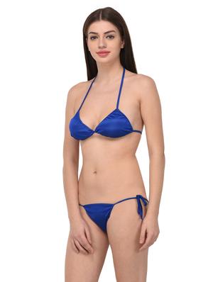 blue polyester bras and panty set - 14967073 - Standard Image - 4