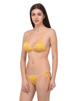 yellow polyester bras and panty set - 14967076 - Standard Image - 4