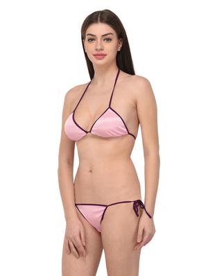 pink polyester bras and panty set - 14967817 - Standard Image - 4