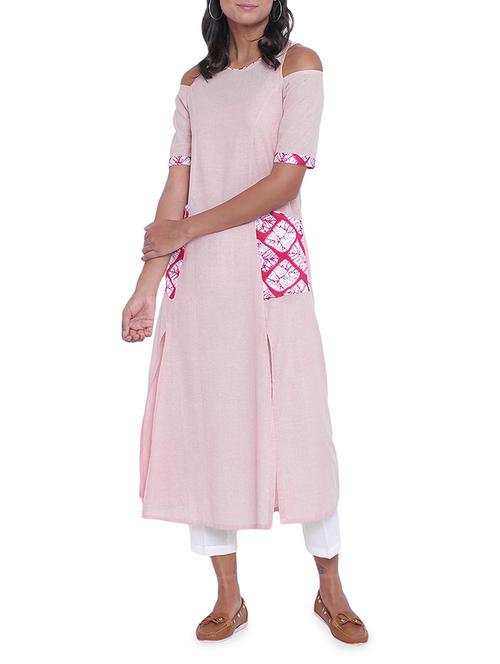 cold shoulder solid kurta - 14967936 - Standard Image - 1