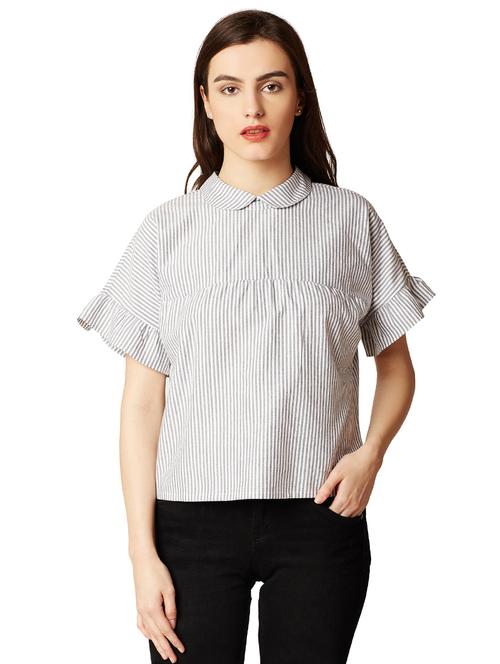 tie-knot back peter pan striped top - 14970122 - Very Small Image - 1