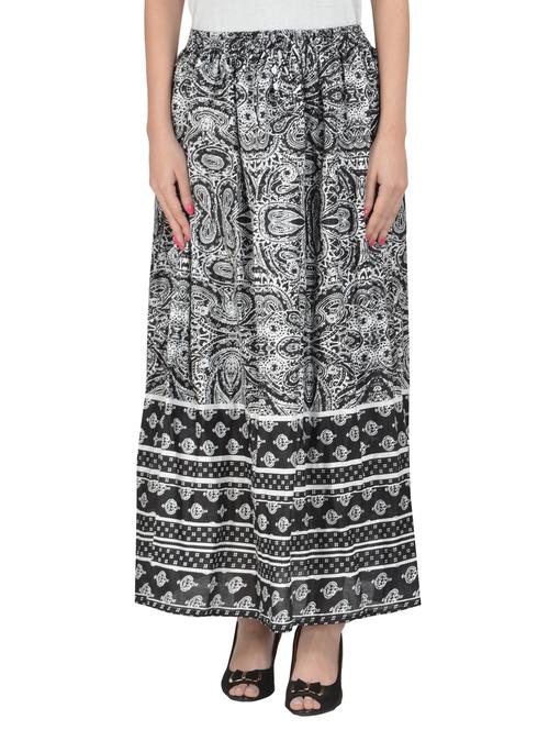 black cotton printed rayon maxi skirt - 14970749 - Standard Image - 1