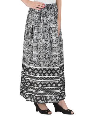 black cotton printed rayon maxi skirt - 14970749 - Standard Image - 2