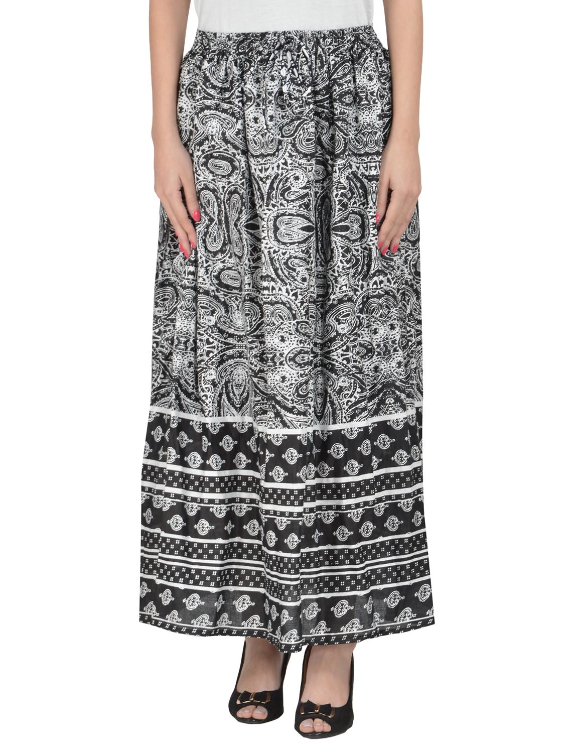 black cotton printed rayon maxi skirt - 14970749 - Zoom Image - 1