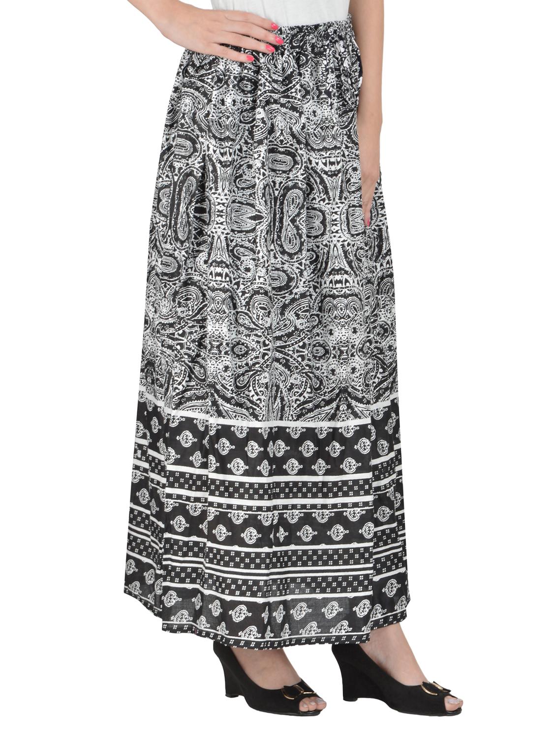 black cotton printed rayon maxi skirt - 14970749 - Zoom Image - 2