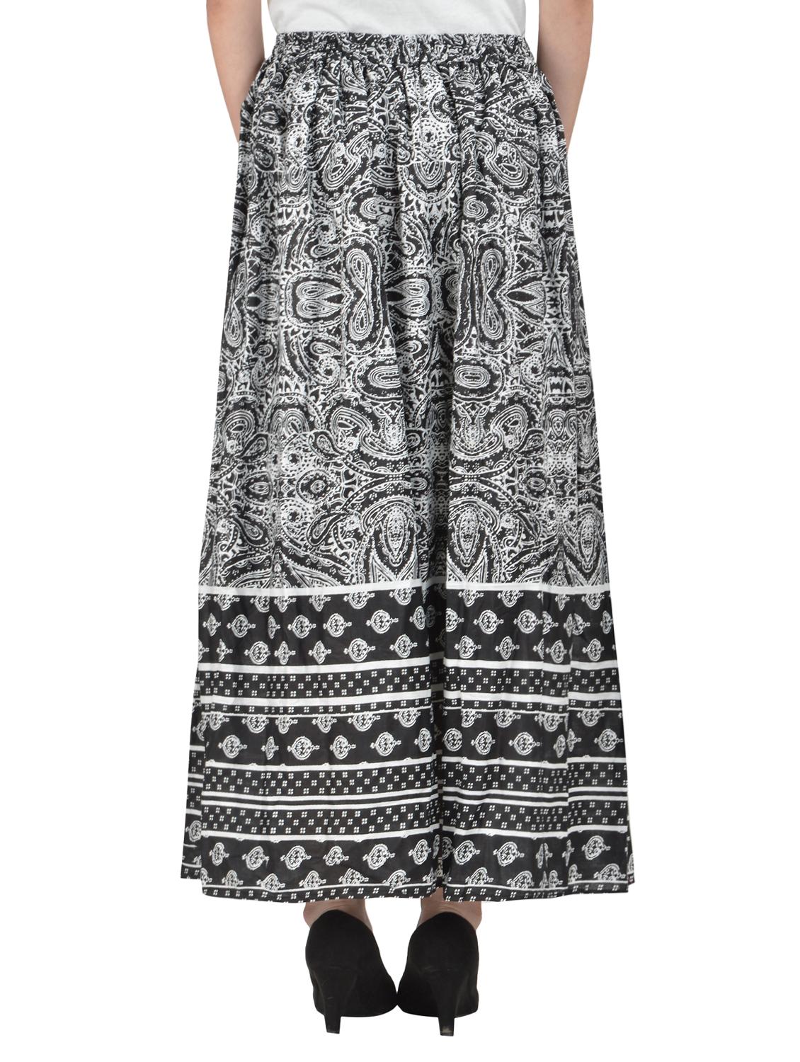 black cotton printed rayon maxi skirt - 14970749 - Zoom Image - 3