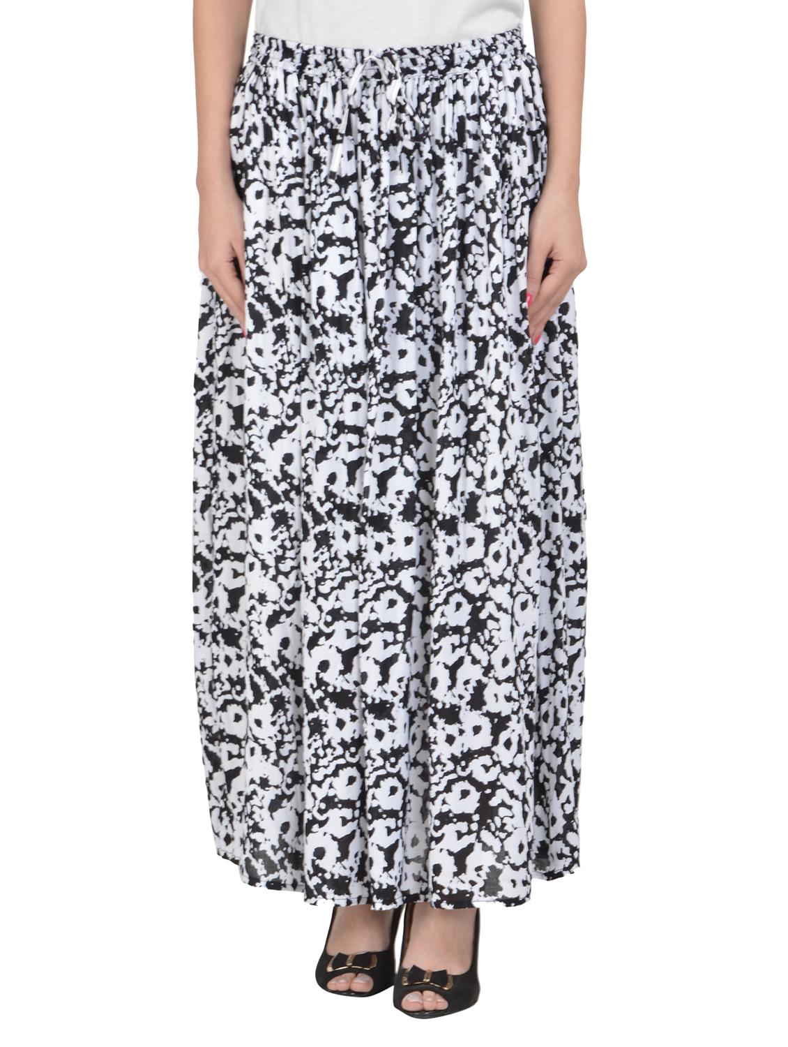 black cotton printed rayon maxi skirt - 14970752 - Zoom Image - 1