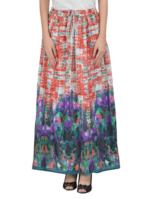 multicolored cotton printed maxi skirt - 14970755 - Very Small Image - 1