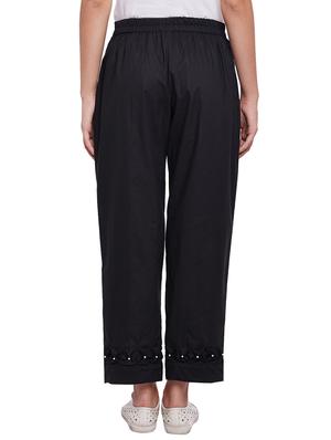 black solid cotton flat front trouser - 14970787 - Standard Image - 3