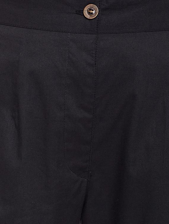 black solid cotton flat front trouser - 14970787 - Zoom Image - 4