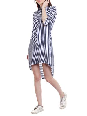 blue rayon striped shirt dress - 14970793 - Standard Image - 2