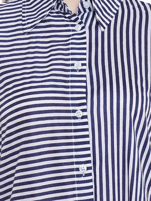 blue rayon striped shirt dress - 14970793 - Standard Image - 4