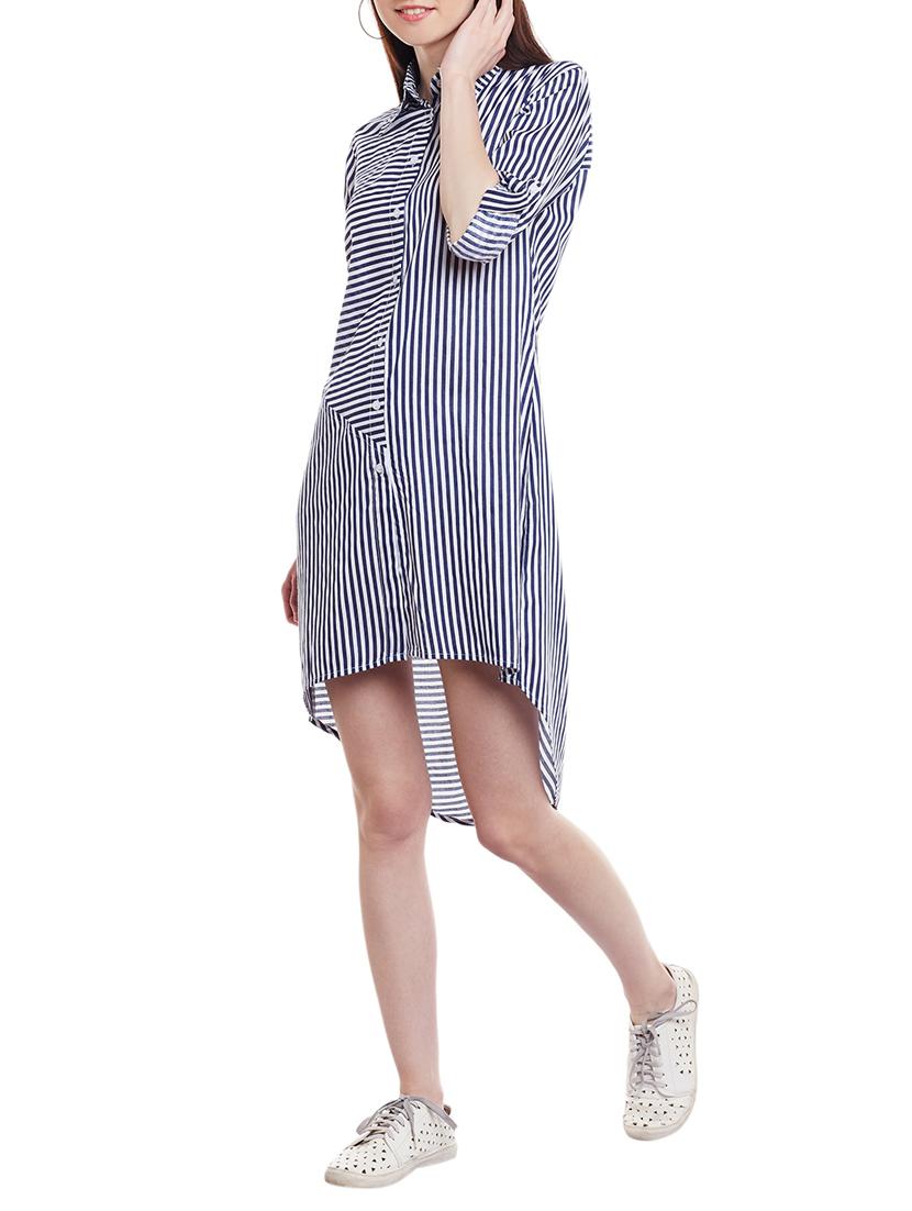 blue rayon striped shirt dress - 14970793 - Zoom Image - 2