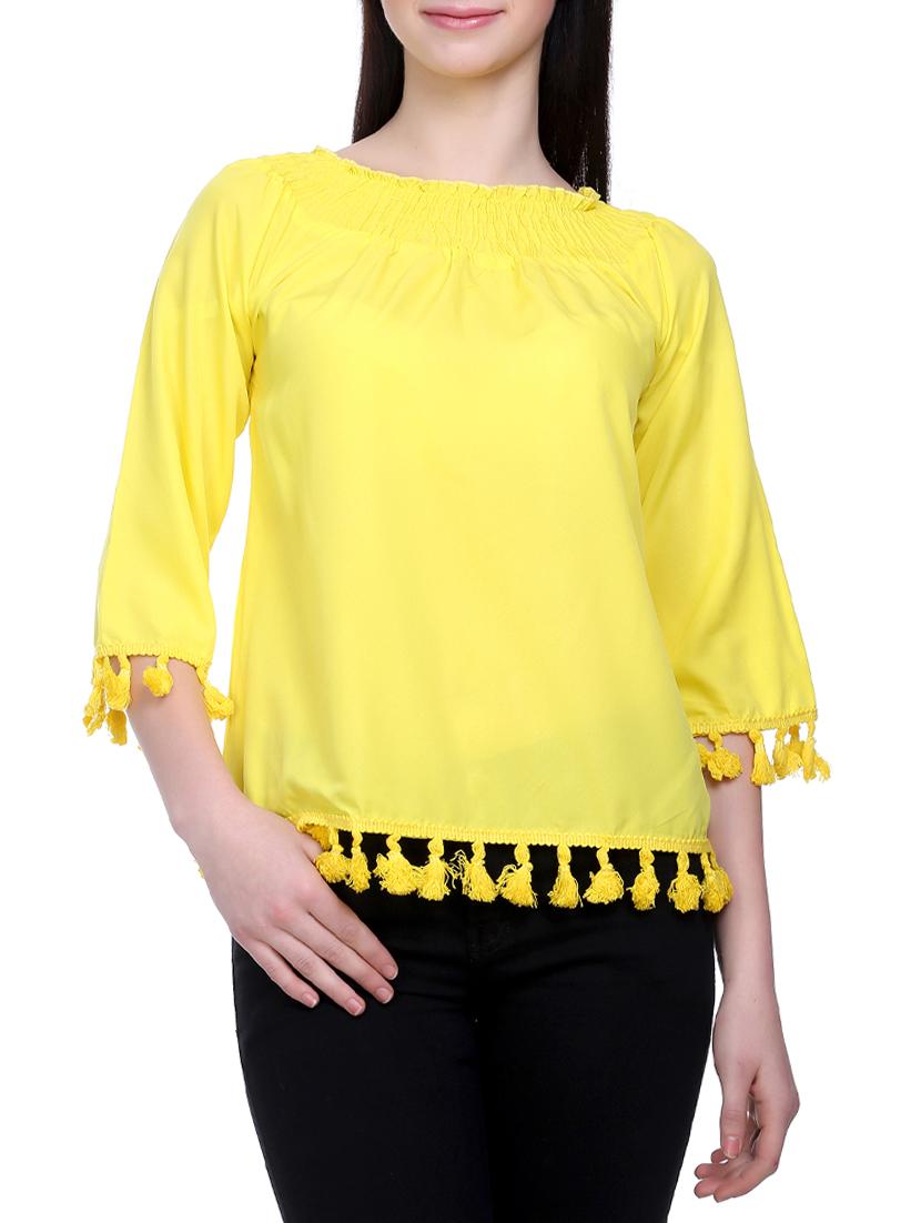 solid yellow laced top - 14970832 - Zoom Image - 1