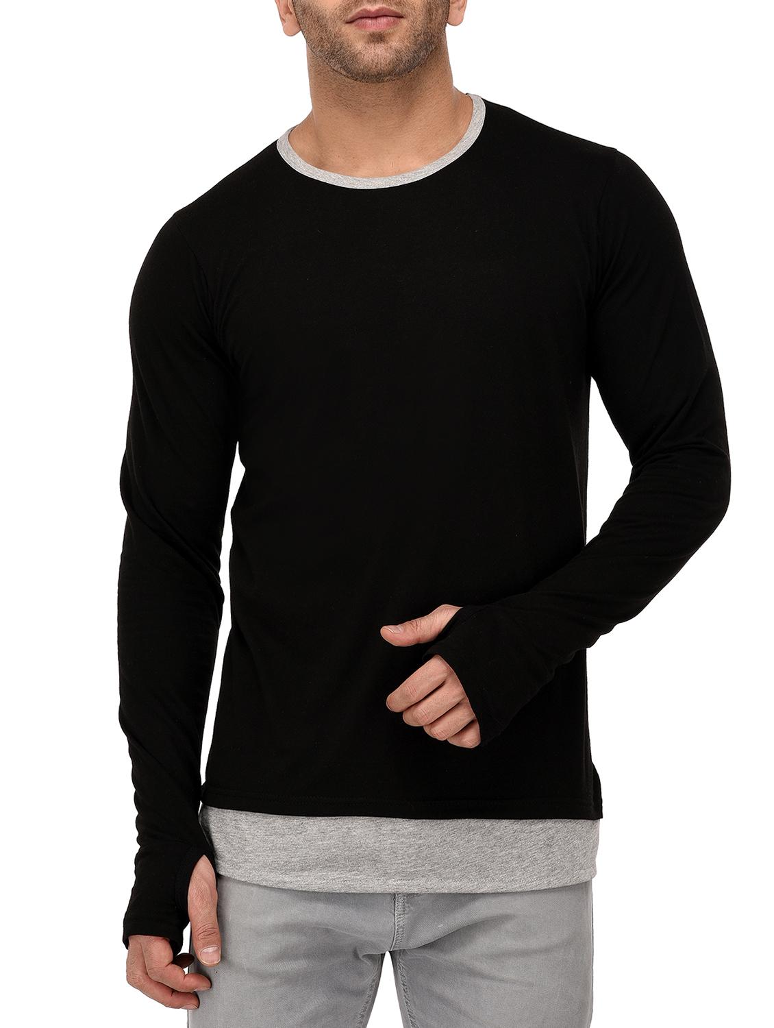 black cotton thumb hole tshirt - 14972786 - Zoom Image - 1