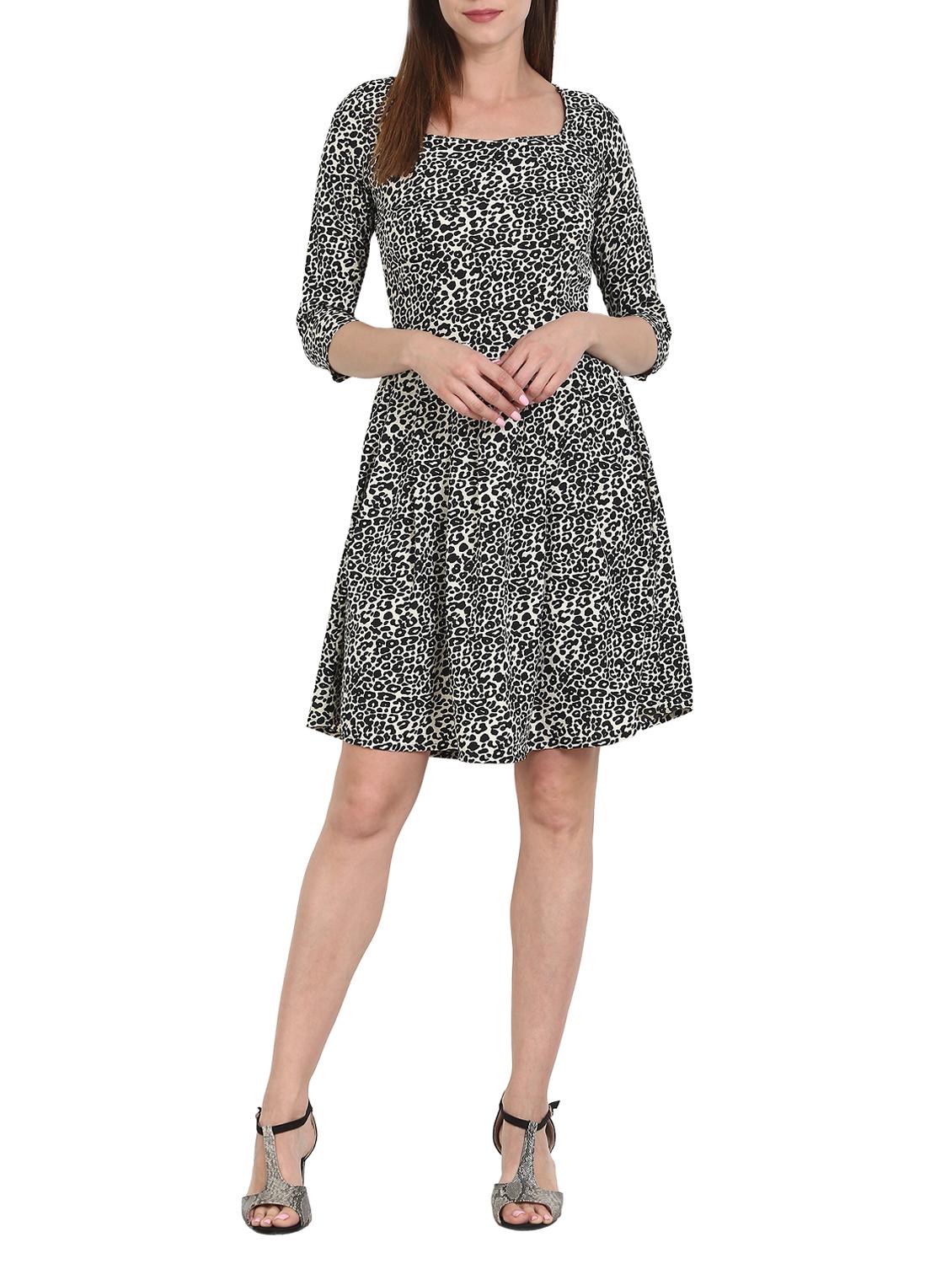 black printed fit& flare dress - 14972912 - Zoom Image - 1