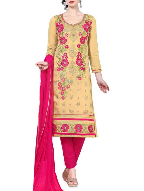 embroidered unstitched churidaar suits - 14972921 - Standard Image - 1