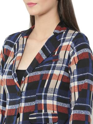 blue checkered summer jacket - 14972931 - Standard Image - 4