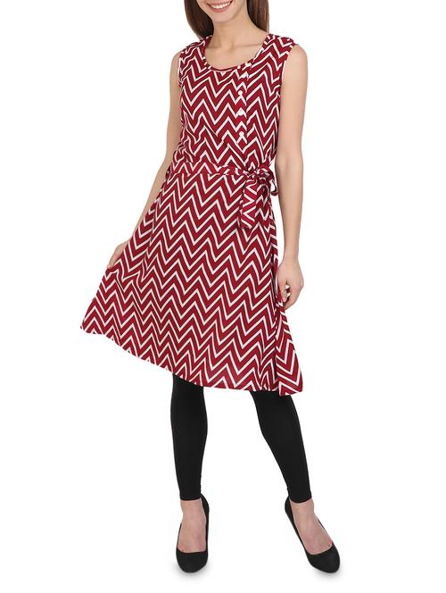maroon printed crepe tunic - 14973488 - Standard Image - 1