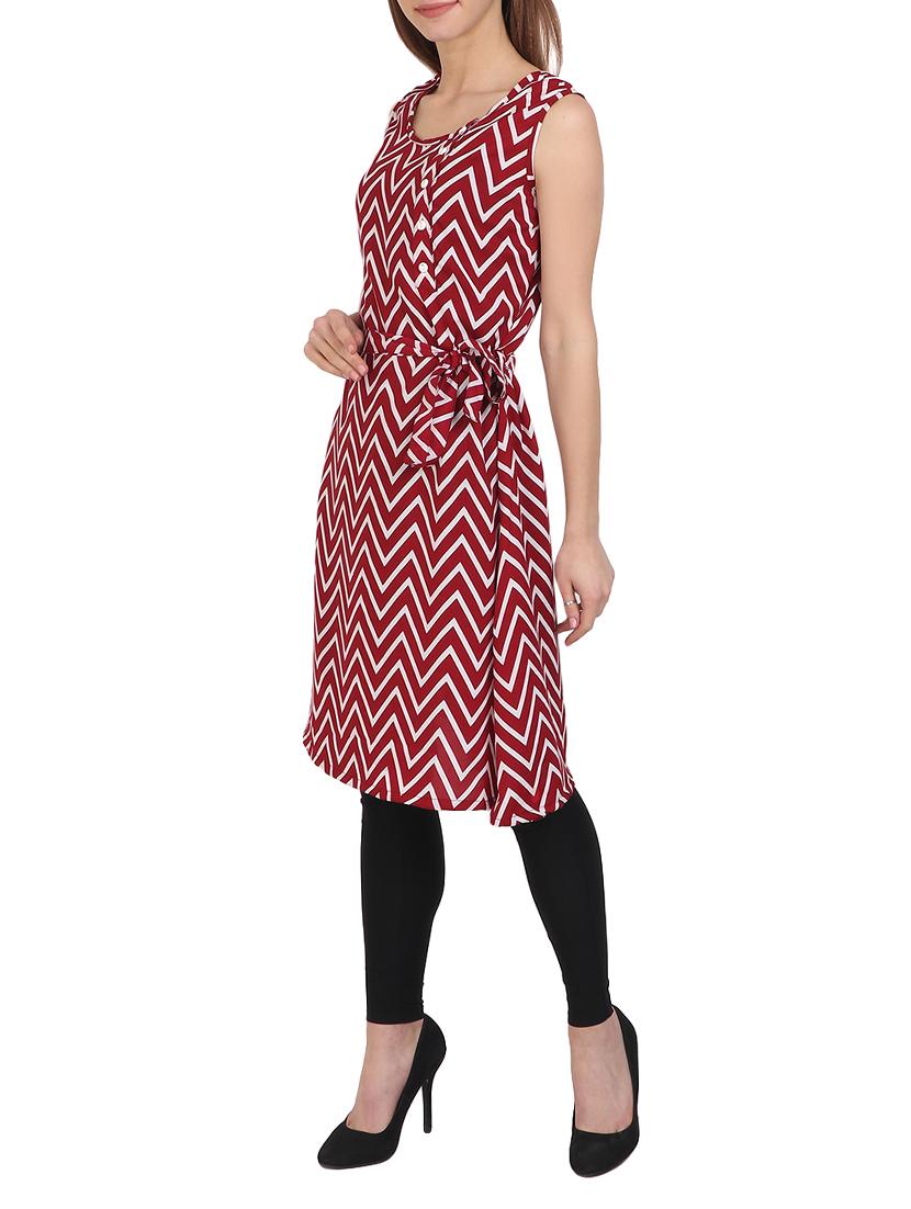 maroon printed crepe tunic - 14973488 - Zoom Image - 2