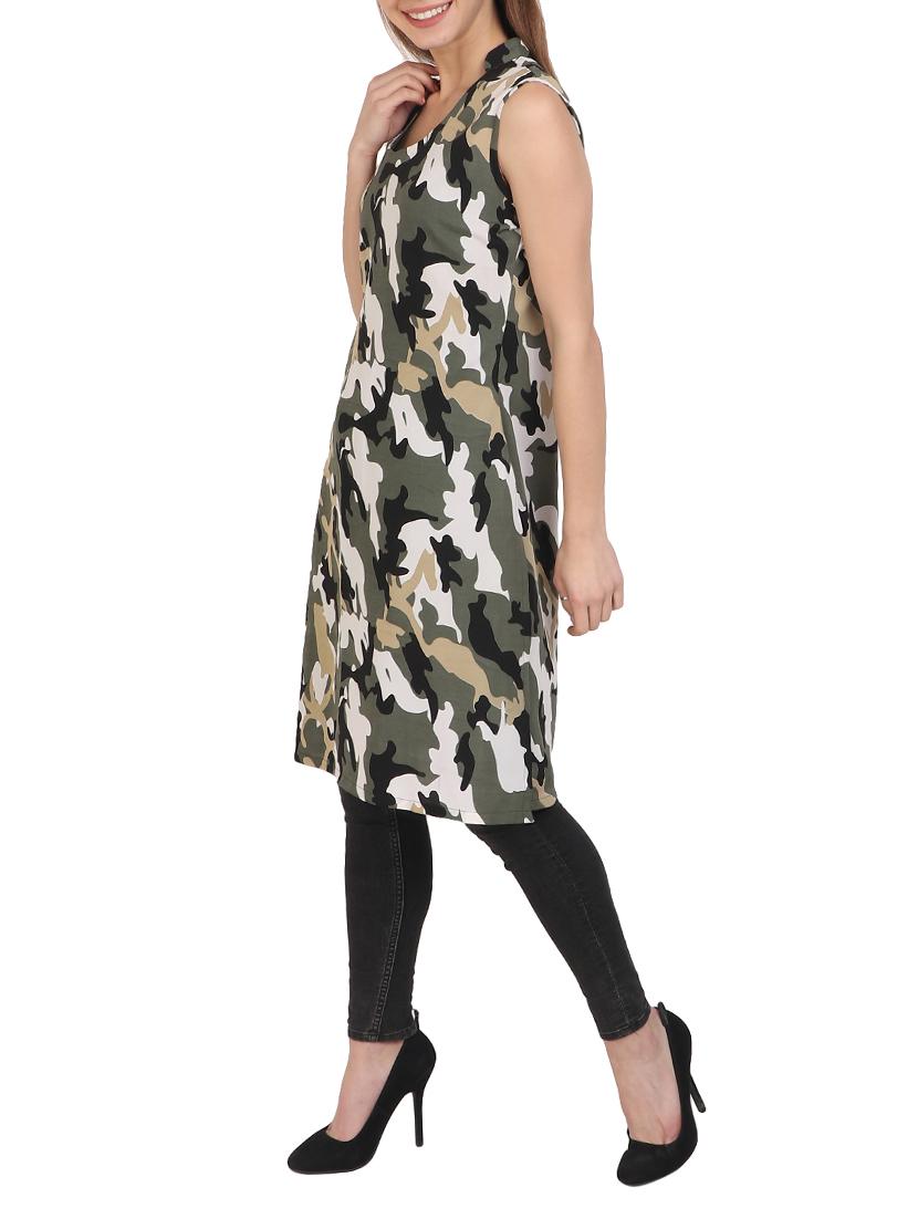 green printed crepe tunic - 14973489 - Zoom Image - 2