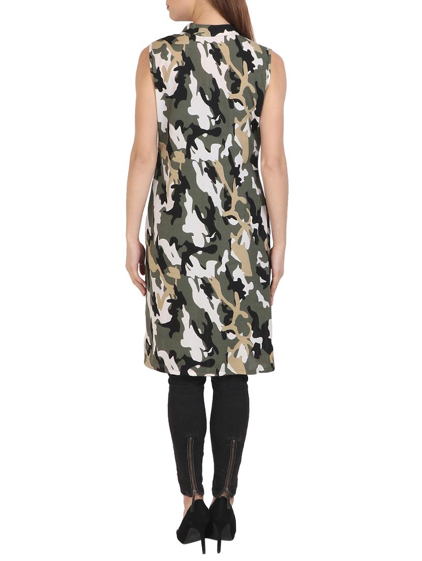 green printed crepe tunic - 14973489 - Zoom Image - 3