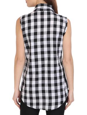 black checkered cotton tunic - 14973496 - Standard Image - 3
