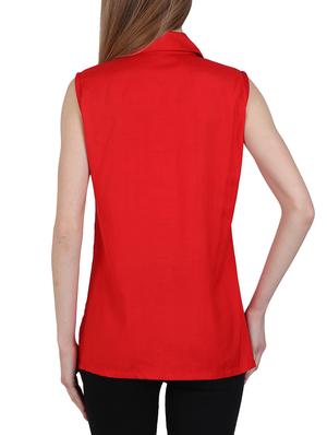 pleated solid shirt - 14973503 - Standard Image - 3
