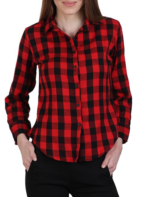 red checkered cotton shirt - 14973505 - Standard Image - 1