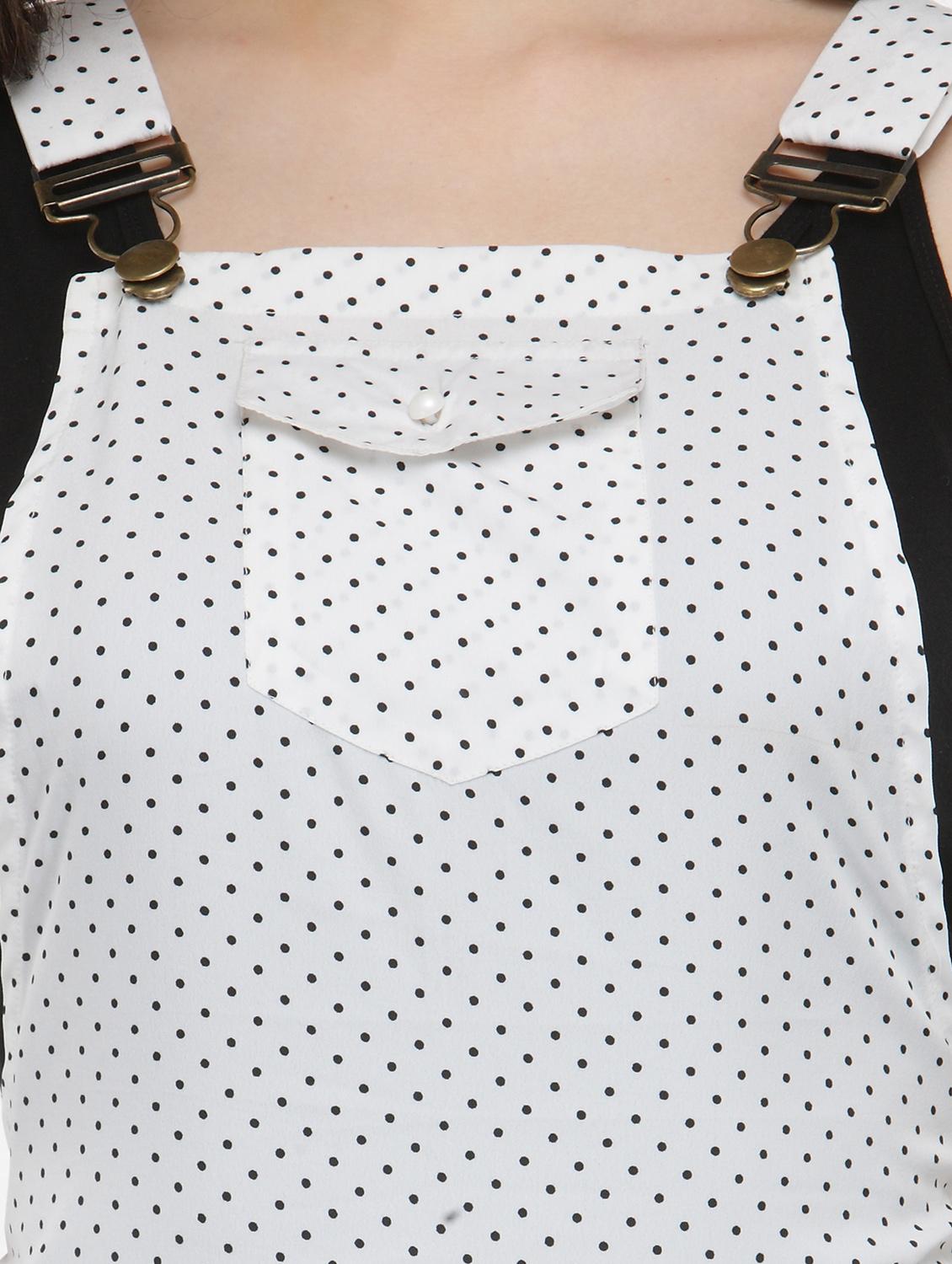 white polka doted dungaree jumpsuit - 14973541 - Zoom Image - 4