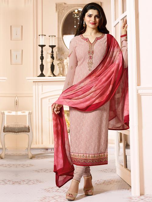 pink churidaar suits unstitched - 14974039 - Very Small Image - 1