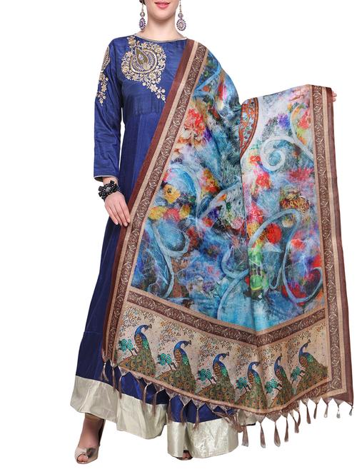 blue khadi printed dupatta - 14974253 - Very Small Image - 1