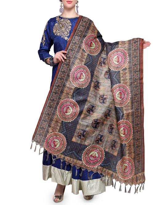 beige khadi printed dupatta - 14974255 - Very Small Image - 1