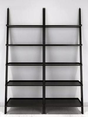 leaning bookcase ladder and room organizer engineered wood wall shelf -set of 2 - 14974313 - Standard Image - 5