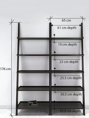 leaning bookcase ladder and room organizer engineered wood wall shelf -set of 2 - 14974313 - Standard Image - 6