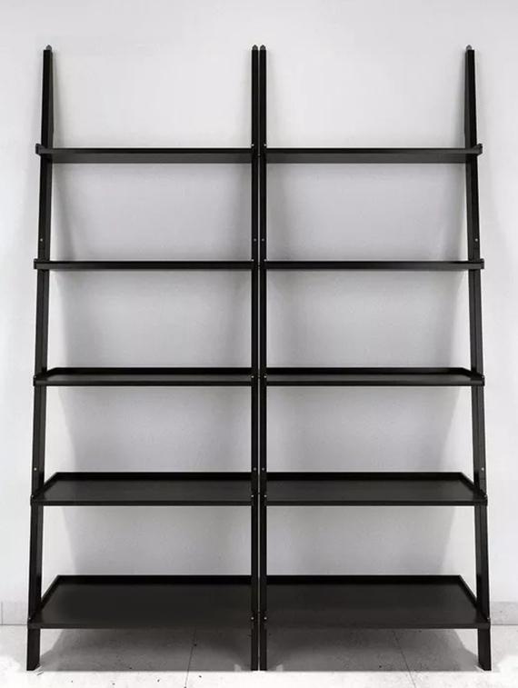 leaning bookcase ladder and room organizer engineered wood wall shelf -set of 2 - 14974313 - Zoom Image - 5