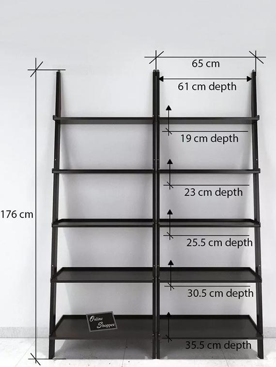 leaning bookcase ladder and room organizer engineered wood wall shelf -set of 2 - 14974313 - Zoom Image - 6