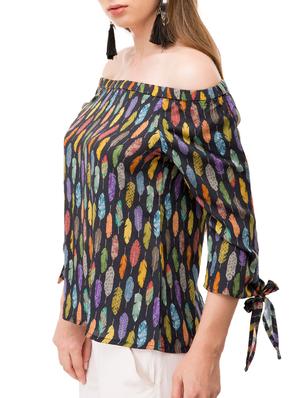 black printed rayon top - 14974316 - Standard Image - 2