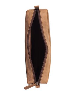 brown leather regular pouch - 14979014 - Standard Image - 3